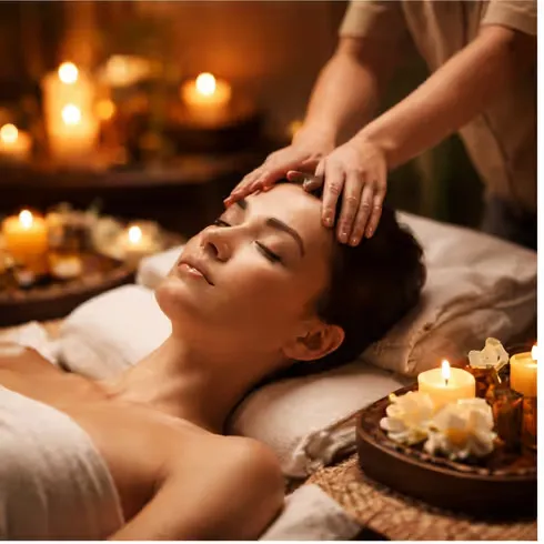 Luxury spa room in Goa with relaxing massage ambience